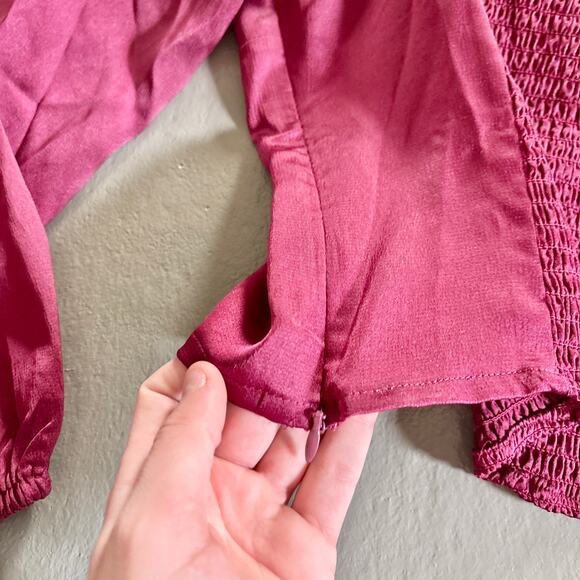 ASTR The Label Wine Red Milkmaid Balloon Sleeve Top Size M NWT - Picture 11 of 14